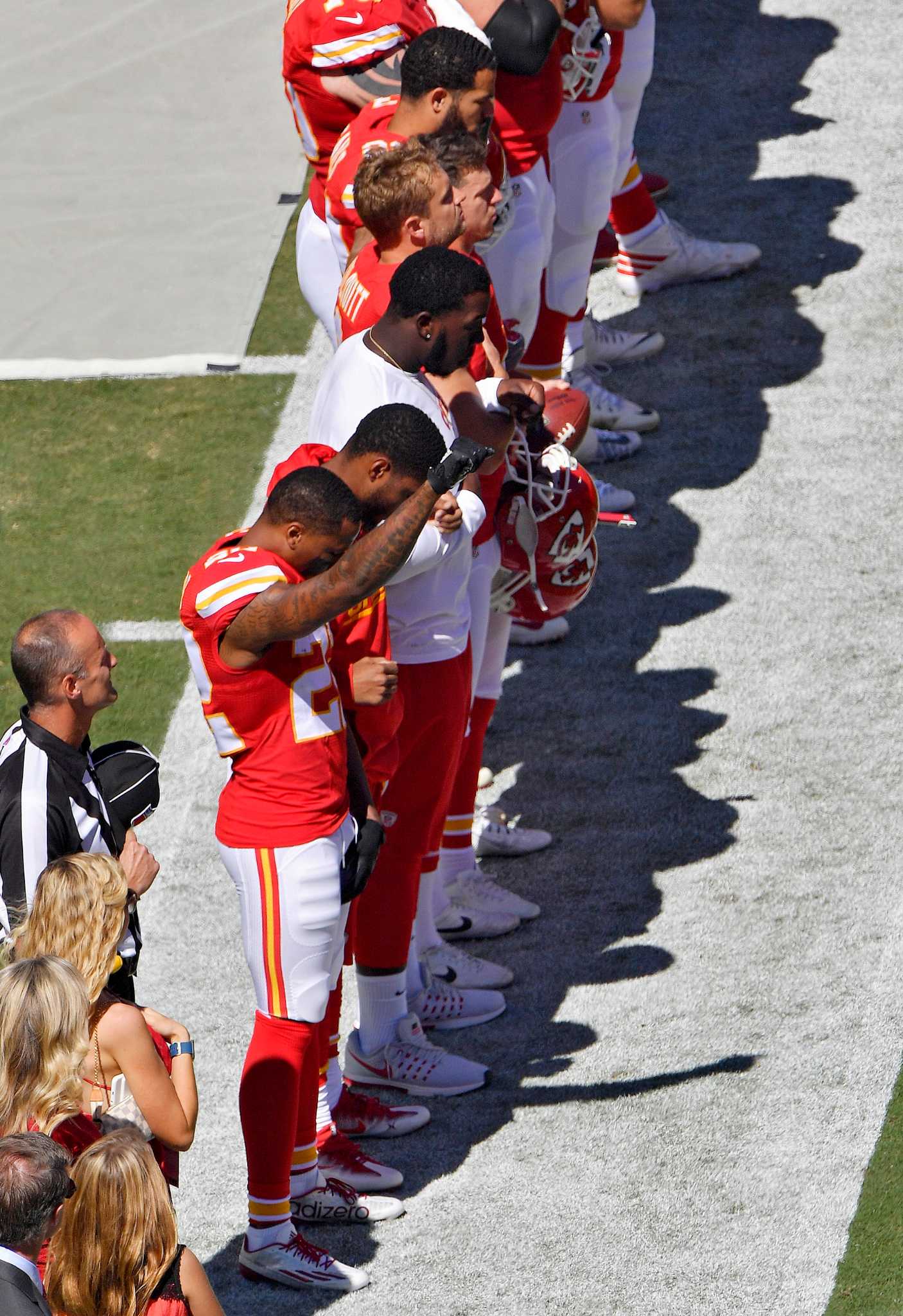 Chiefs' Marcus Peters raises fist, 4 Dolphins kneel during national anthem  – The Denver Post