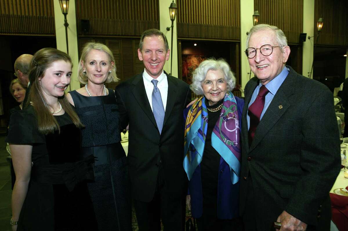 Shelby Butt (Daughter to Stephen and Susan), Susan Butt (Spouse to Stephen), Stephen Butt (Honoree), Barbara Butt and Howard Butt (Parents to Stephen) were at the Alumni Awards Dinner on 1/28/2011 at Trinity University.
