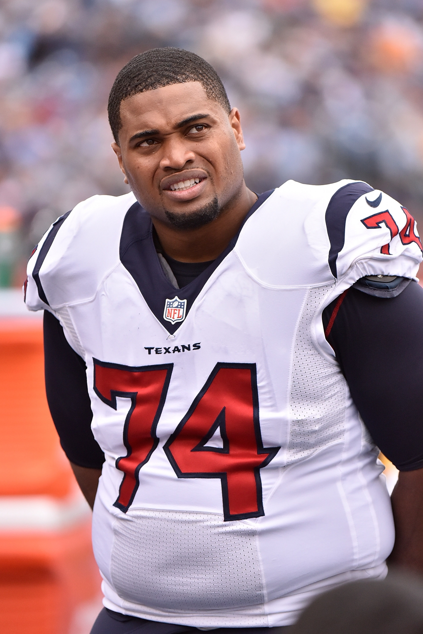 Houston, TX, USA. 1st Dec, 2019. Houston Texans offensive tackle Chris  Clark (77) leaves the field after an NFL football game between the New  England Patriots and the Houston Texans at NRG