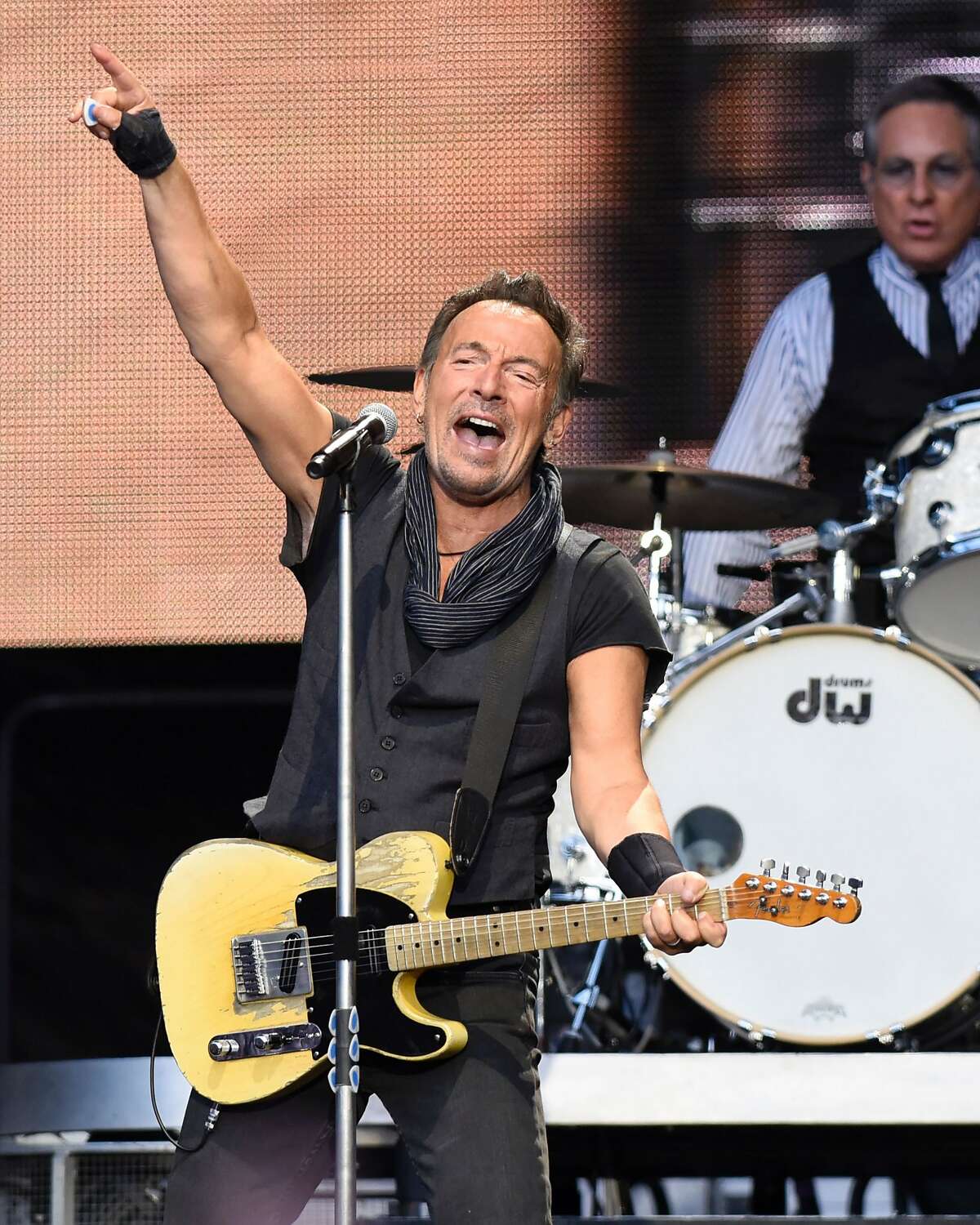 US singer Bruce Springsteen performs on stage during "The river Tour 2016" in the northern Spanish Basque city of San Sebastian on May 17, 2016. / AFP PHOTO / ANDER GILLENEAANDER GILLENEA/AFP/Getty Images