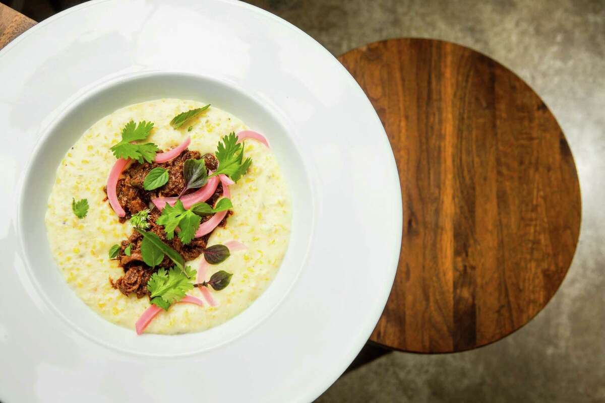 Hickory King grits with pork and Vietnamese herbs at Underbelly
