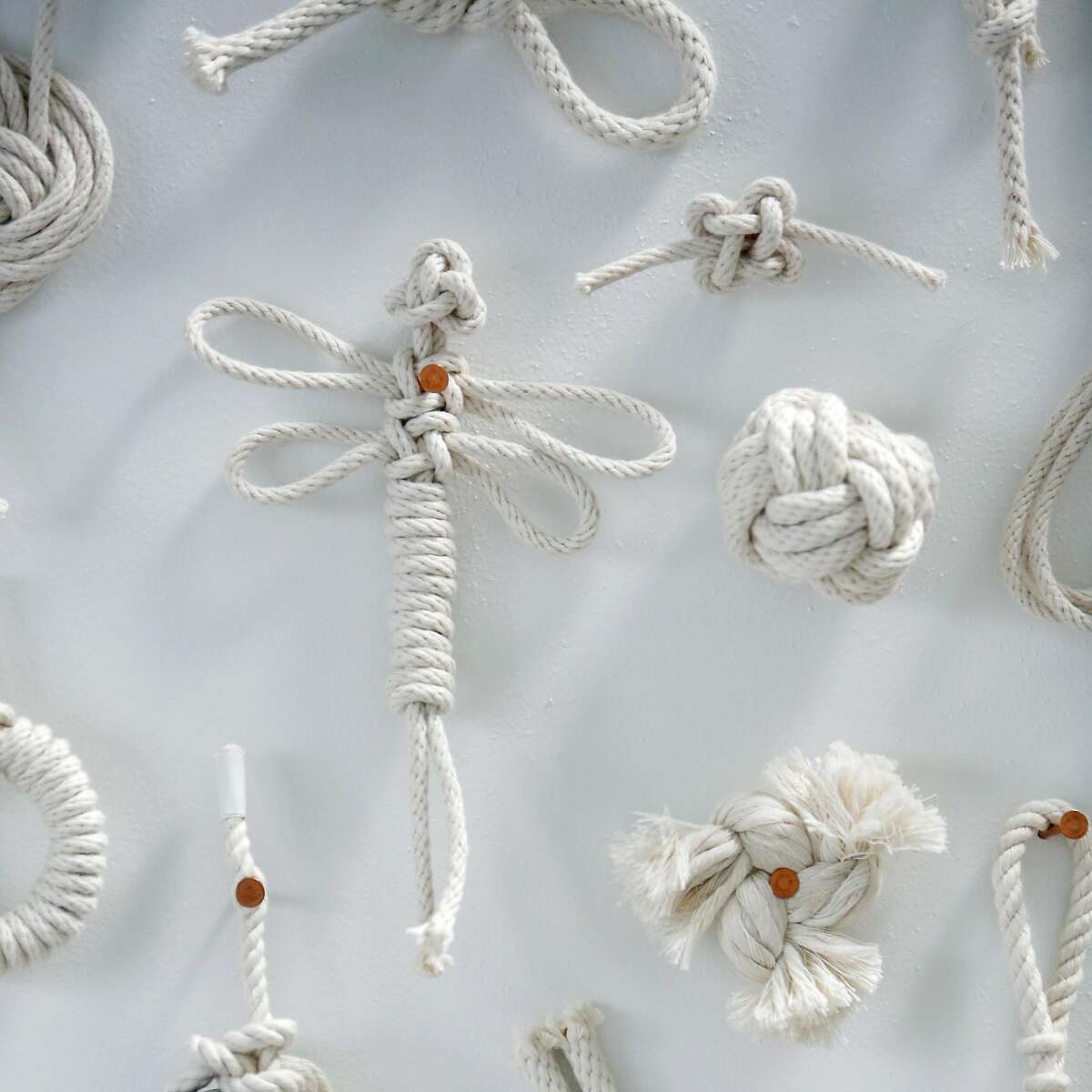 A section of Windy Chien's "A Year of Knots" is seen on her studio wall on Tuesday, September 13, 2016 in San Francisco, California.