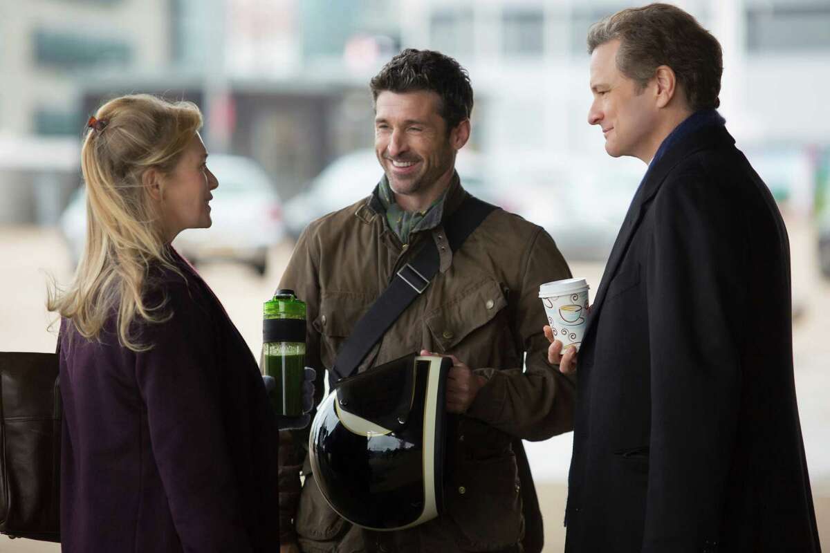 This image released by Universal Pictures shows Renee Zellweger, from left, Patrick Dempsey and Colin Firth in a scene from "Bridget Jones's Baby." (Giles Keyte/Universal Pictures via AP) ORG XMIT: NYET814