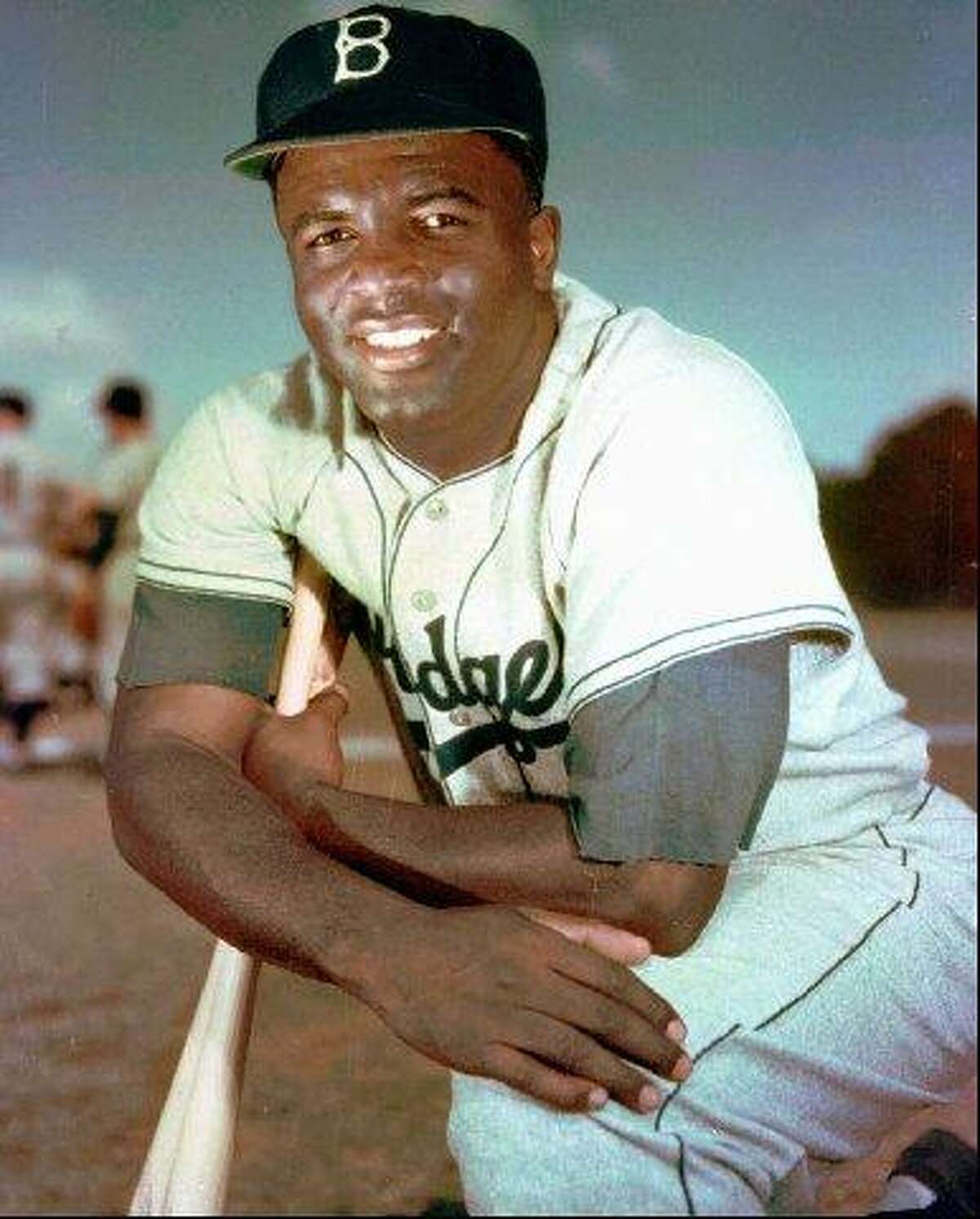 Brooklyn Dodgers’ legend Jackie Robinson poses in 1952.