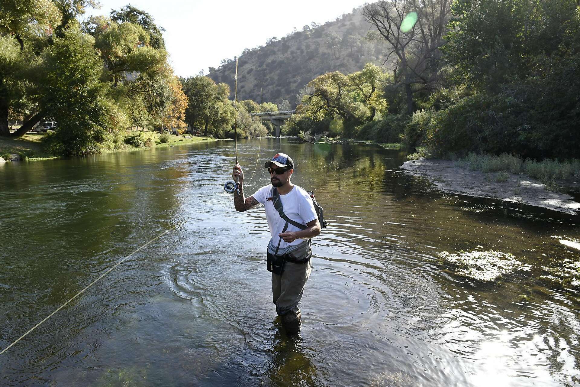 Fly fishing at Putah Creek in Yolo County
