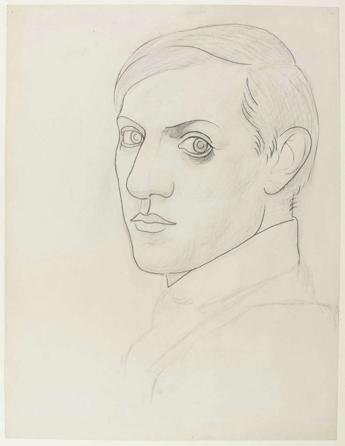 The Menil Collection exhibition also includes a charcoal-and-graphite self-portrait completed from 1917-19.