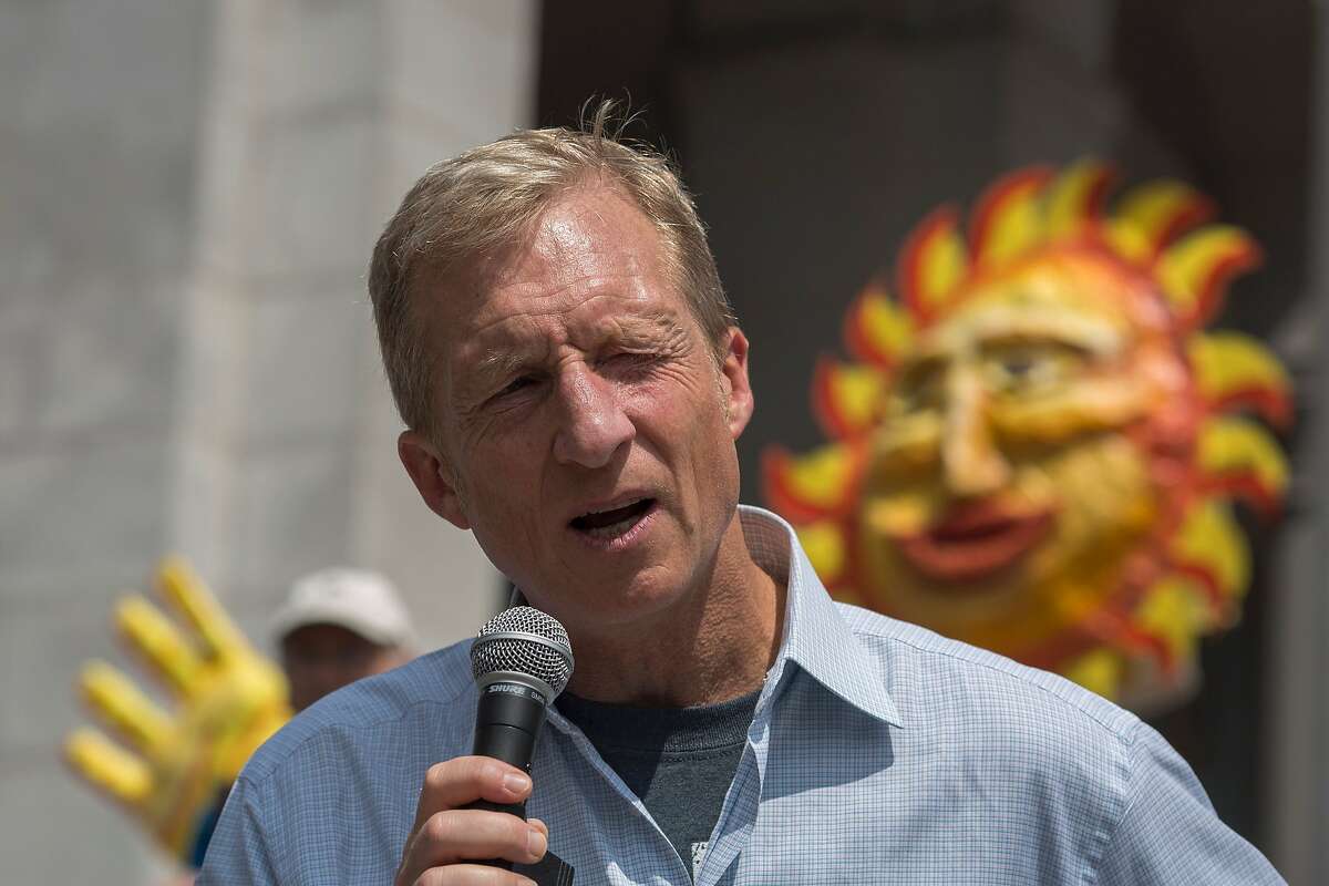 Billionaire environmental activist Tom Steyer addresses the March to Break Free from Fossil Fuels on May 14, 2016 in Los Angeles, California. The March to Break Free from Fossil Fuels are being held in several US cities and other nations as part of an international two-week protest campaign. / AFP PHOTO / DAVID MCNEWDAVID MCNEW/AFP/Getty Images