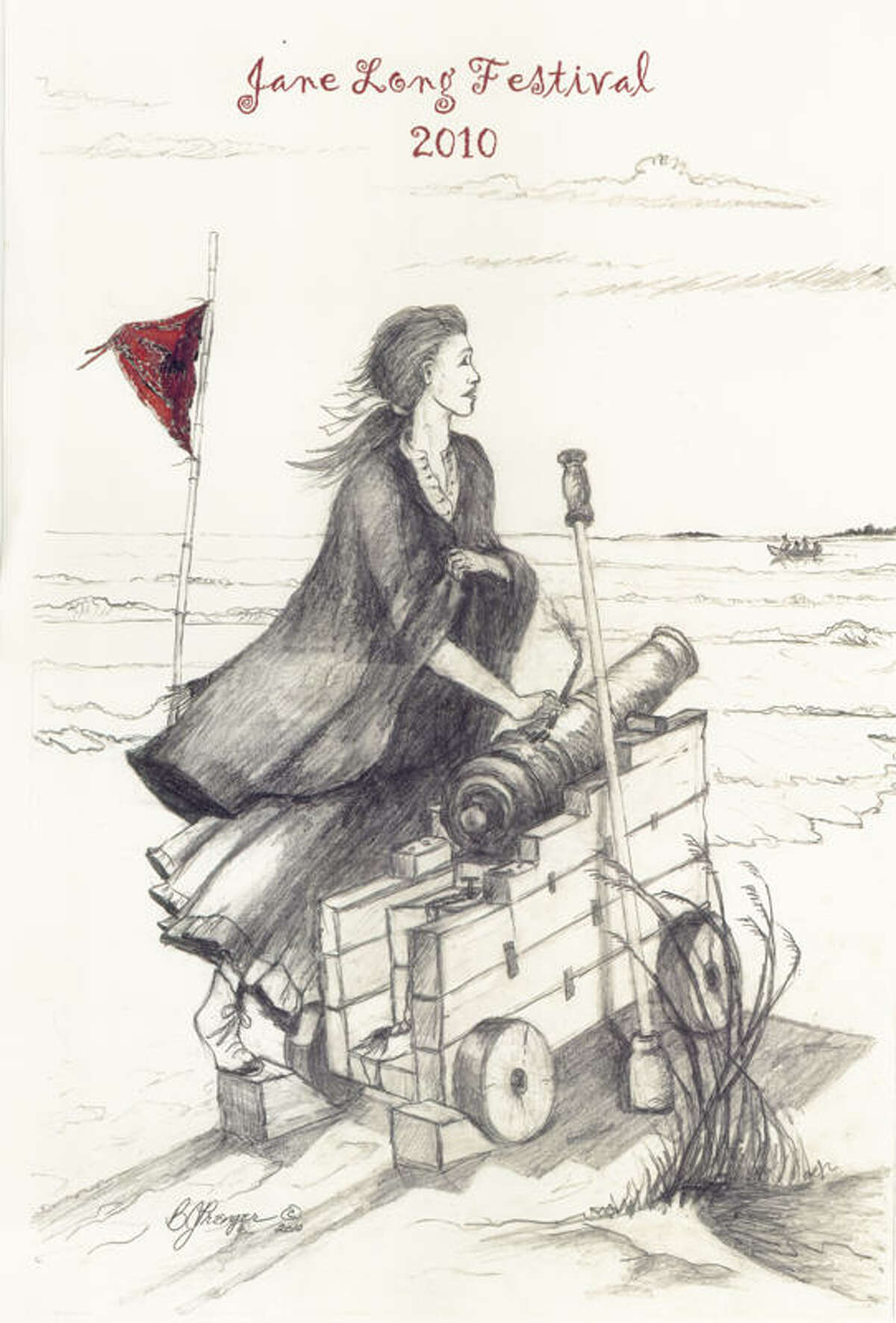 Jane Long and her famous cannon by Crystal Beach artist Barbara J. Prenger