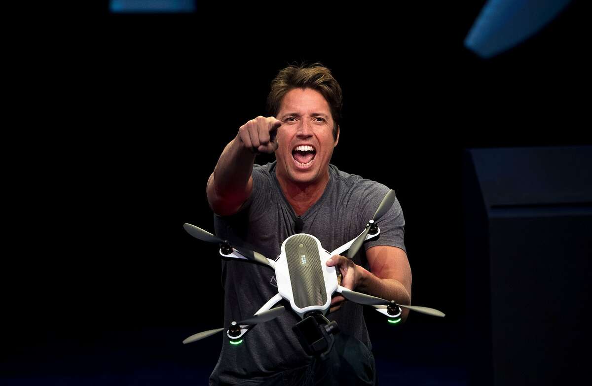 GoPro CEO Nick Woodman displays a new foldable Karma drone during a press event in Olympic Valley, California on September 19, 2016. / AFP PHOTO / JOSH EDELSONJOSH EDELSON/AFP/Getty Images