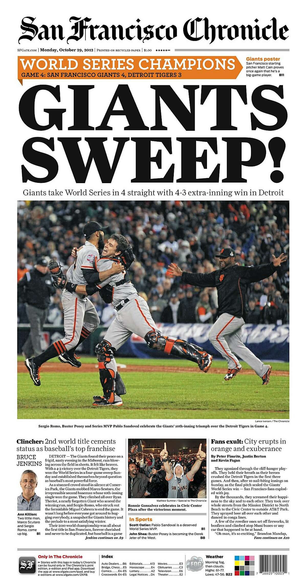 Chronicle Covers: The Giants' sweeping second world title in SF