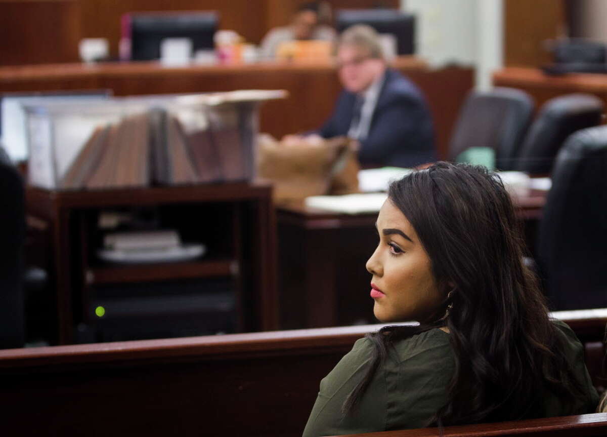 Former teacher Alexandria Vera, 24, sits inside the Harris County 209th district court as her case is reset, Tuesday, Sept. 20, 2016, in Houston. Vera has been accused of having a sexual relationship with a 13-year-old student.