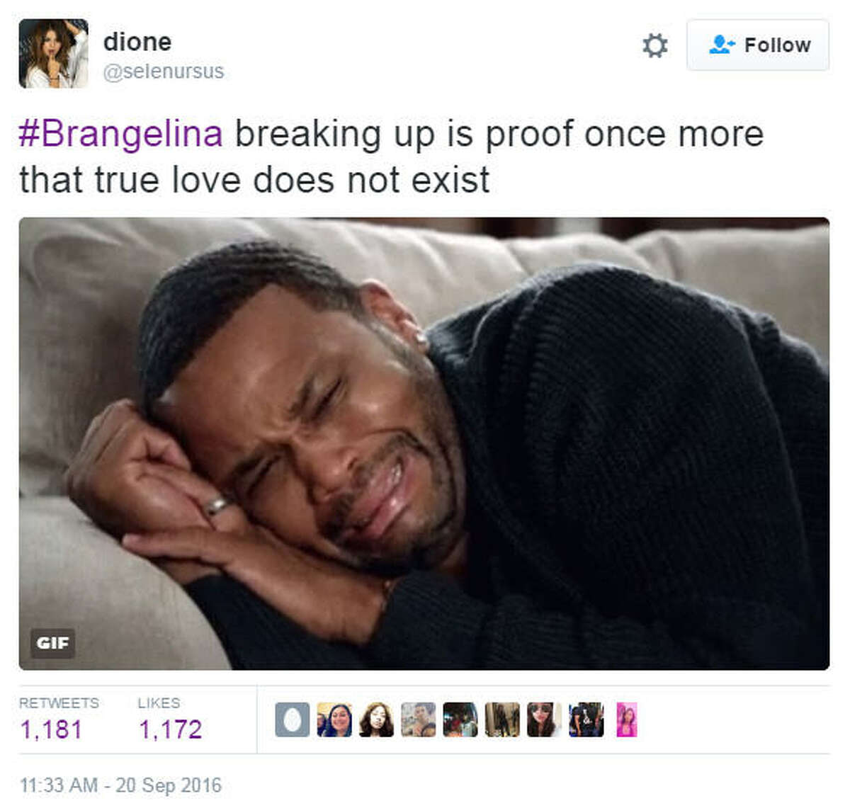Brangelina is no more and social media didn't know what to do but express their emotions on Twitter. Source: Twitter