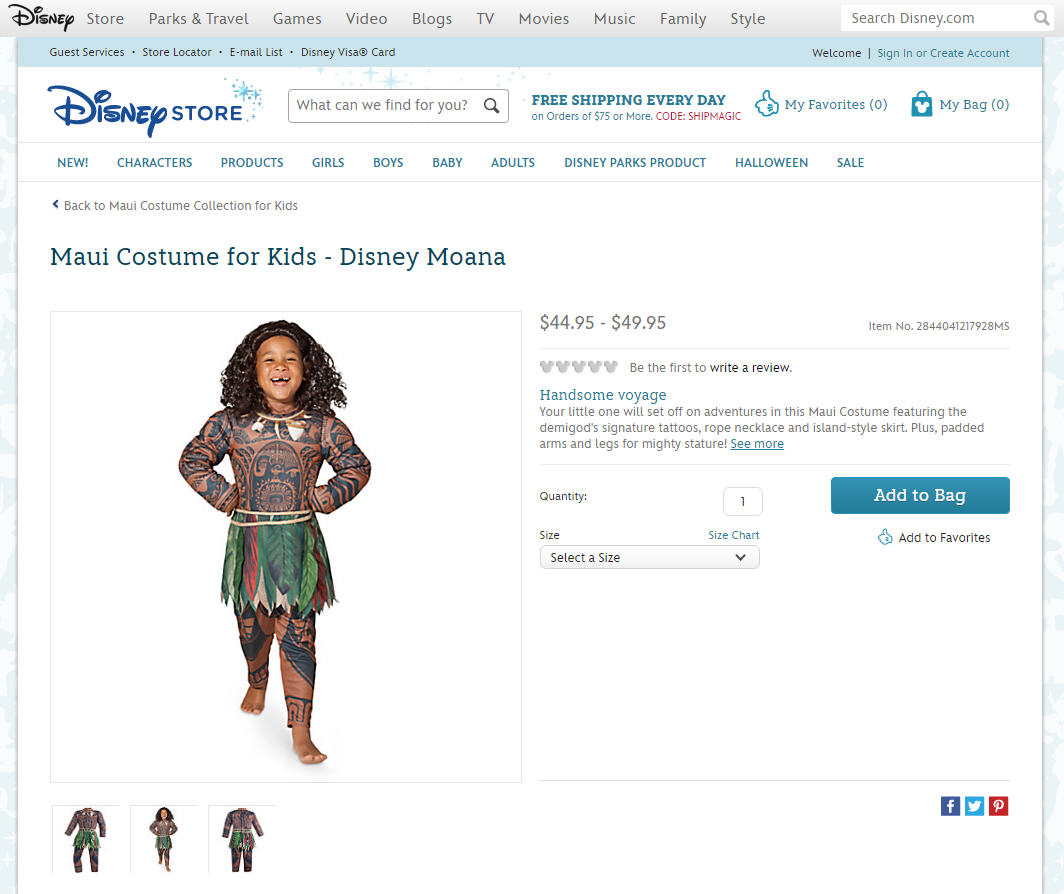 Disneys Maui Halloween Costume From Moana Called Racist Houston