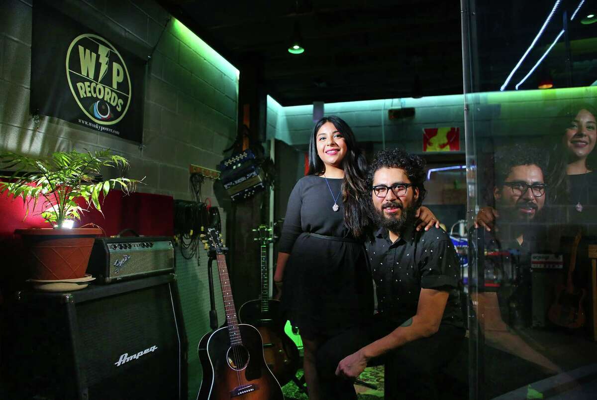 Elizabeth Salazar and Mario A. Rodriguez, co-founders of the agency Wonky Power, have built a studio and label in east Houston, Monday, Sept. 19, 2016. Their space combines office and studio space with performance and rehearsal spaces for bands. ( Mark Mulligan / Houston Chronicle )