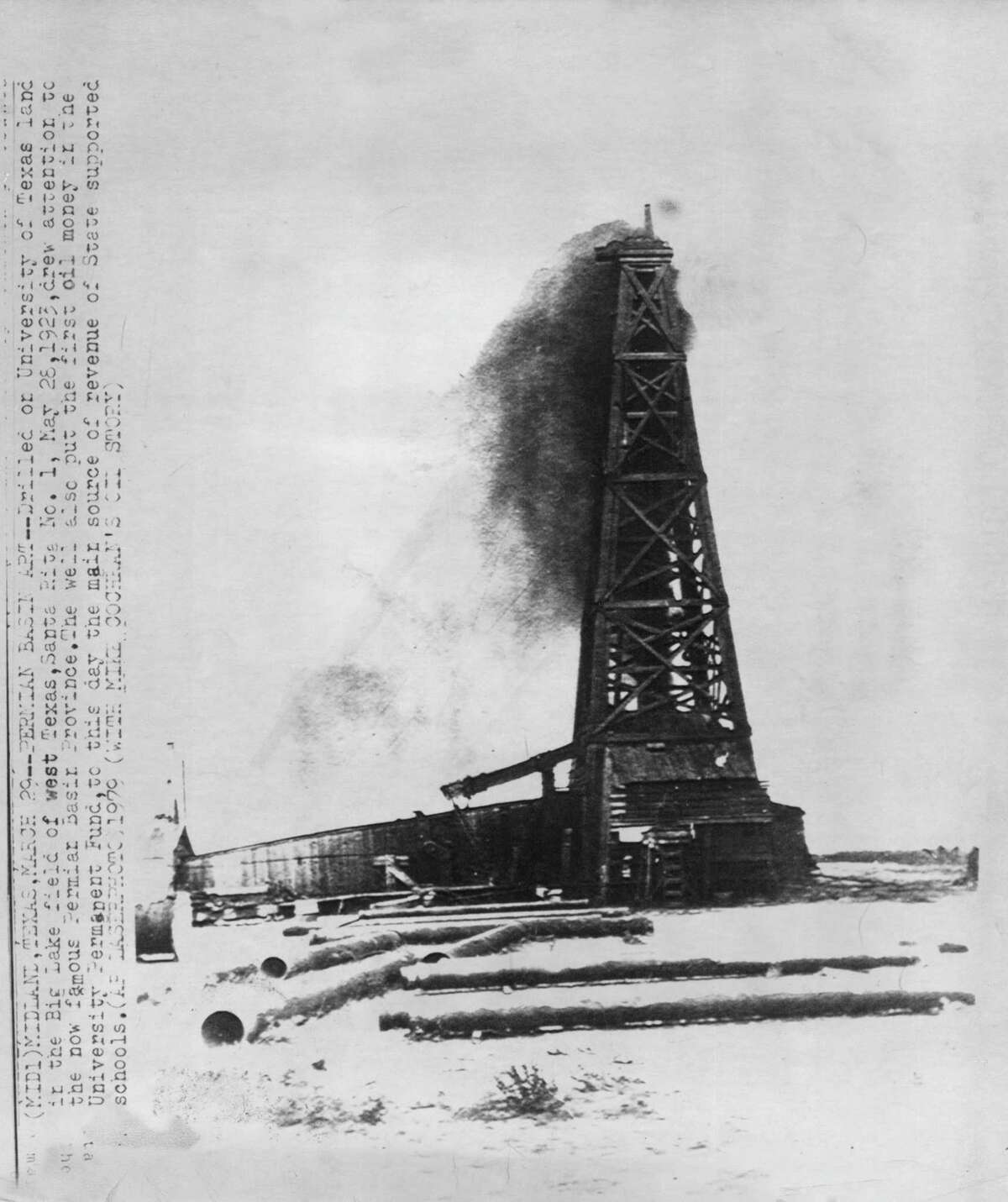 Drilled on University of Texas land in the Big Lake field in West Texas on May 28, 1923, the Santa Rita No. 1 drew attention to the now famous Permian Basin oil field. The well also put the first oil money in the University Permanent Fund, which originally benefited the University of Texas, but now benefits both the UT and Texas A&M University systems.