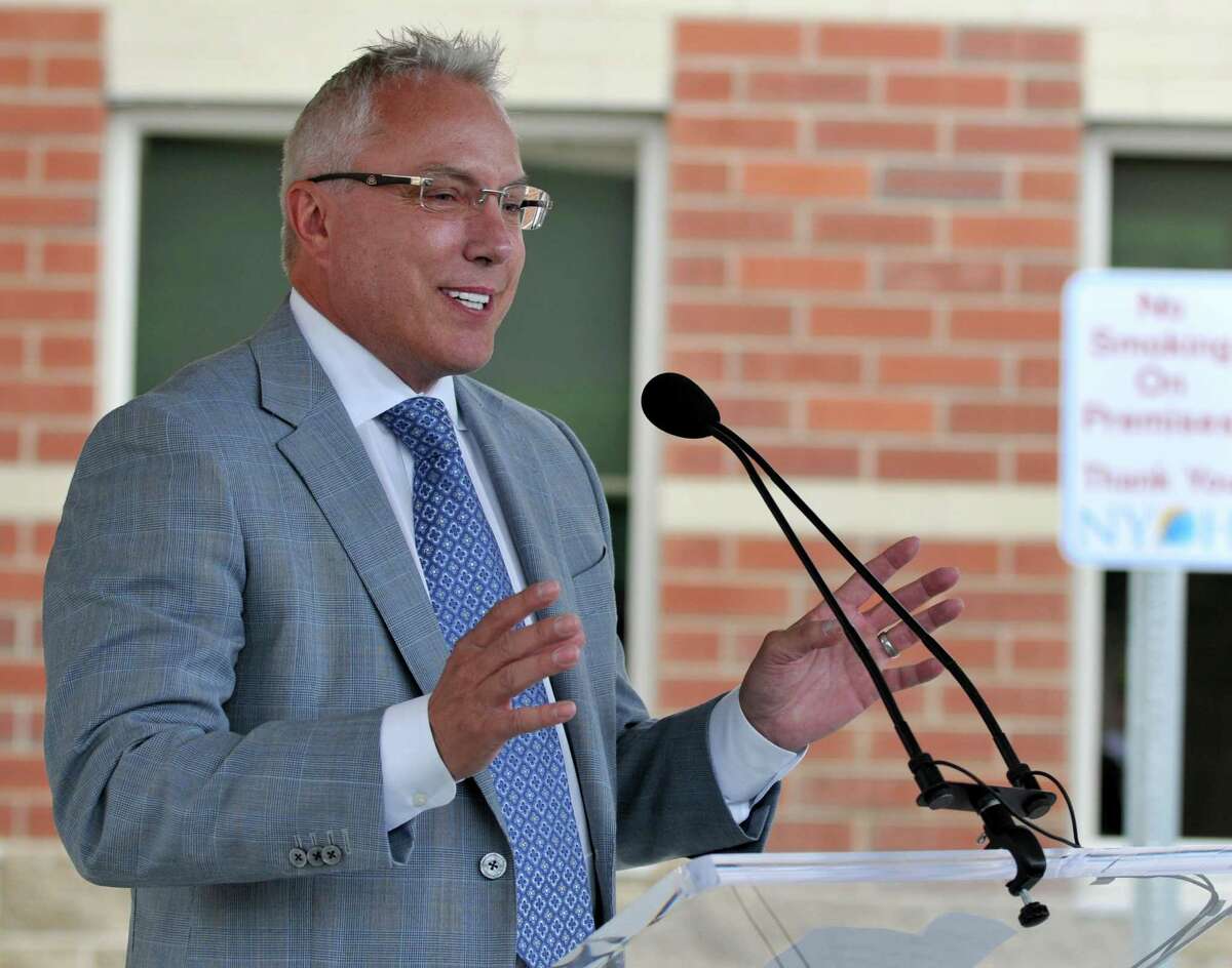 Columbia Development Companies President Joe Nicolla speaks during the opening of the New York Oncology Hematology Center Friday, June 5, 2015 in Clifton Park, N.Y. (Phoebe Sheehan/Special to the Times Union)