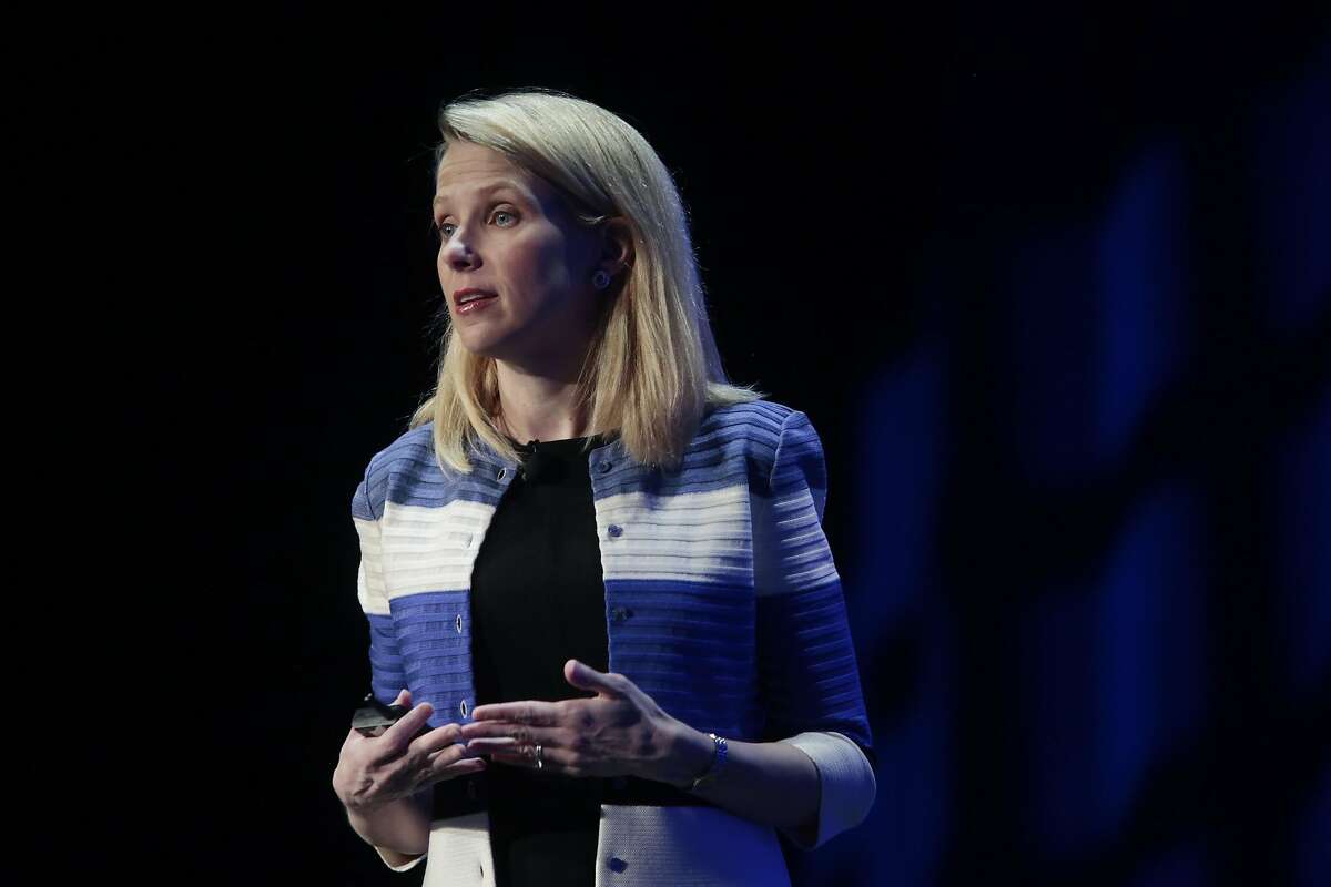 Marissa Mayer, chief executive of Yahoo, speaks at the Yahoo Mobile Developers Conference in San Francisco, Feb. 18, 2016. 