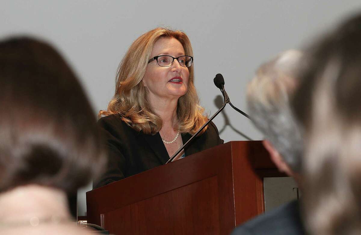 Albany, NY - September 22, 2016 - (Photo by Joe Putrock/Special to the Times Union) - College of St. Rose President Dr.Carolyn Stefanco Speaks before introducing Coca-Cole executive Julie Seitz during the William Randolph Hearst Lecture series held in the Carl E. Touhey Forum, Thelma P. Lally School of Education on the campus of the College of St. Rose in Albany. ORG XMIT: 06