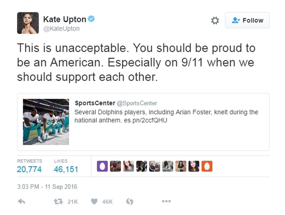 Kate Upton : "This is unacceptable. You should be proud to be an American. Especially on 9/11 when we should support each other."