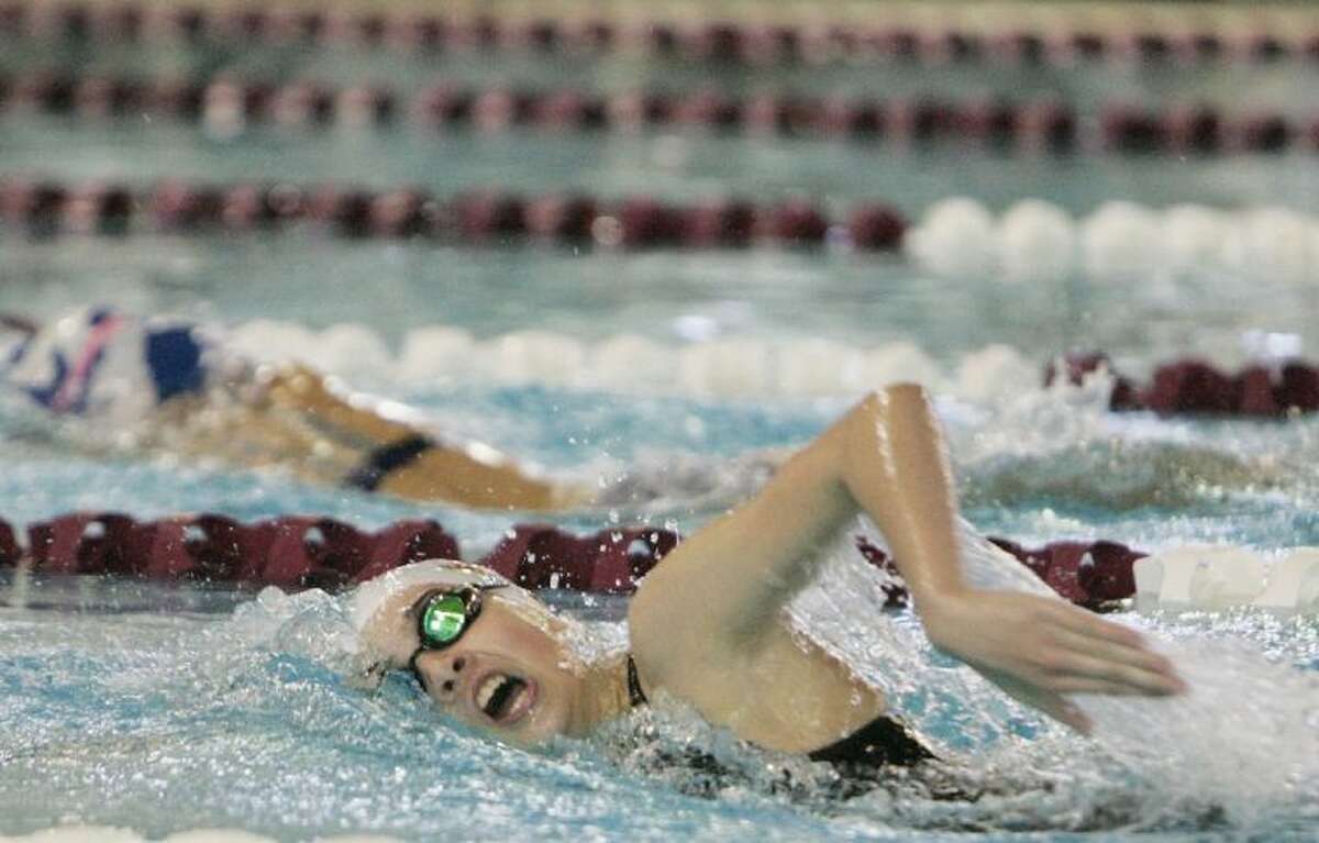 Magnolia West’s Mary Katherine Jones helped her team to a first-place finish in the 200-yard freestyle relay and a second-place showing in the 200-yard medley relay in the Region V-4A swimming championships. Magnolia West’s girls were second in the team standings.