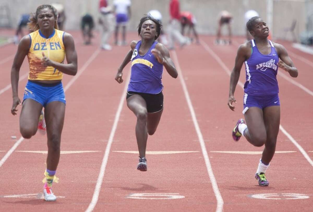 Montgomery's Jessica Hatchett competes in the 100-Meter Dash during the Region III-4A Track and Field Championships at Bowers Stadium in Huntsville.