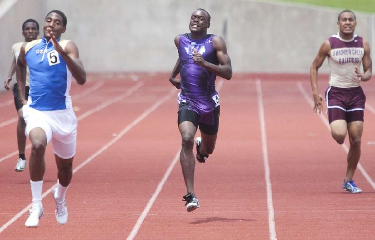Willis Chris Platt competes in the 400-Meter Dash during the Region III-4A Track and Field Championships at Bowers Stadium in Huntsville.
