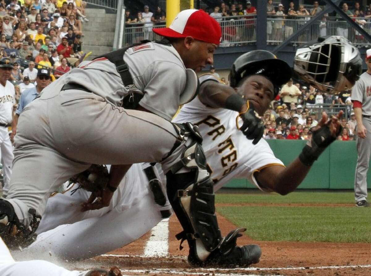 Pittsburgh Pirates' Andrew McCutchen, right, and Josh Harrison