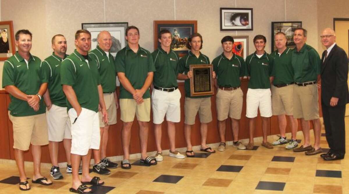 The 2013 UIL 5A Baseball State Champions of The Woodlands High School were honored Tuesday night at the CISD Board of Trustees meeting. Members of the team are Chris Andritsos, Kolbi Brown, Ryan Burnett, Max Conway, Alex Dunlap, Zachary Dunn, Matthew Franques, Blaine Gillespie, Ben Gooch, Alex Hale, Carter Hope, Griffin Jones, Brandon Manger, Braxton Markle, Connor Marshall, Brandon Miles, Joshua Pruitt, Alex Rippee, Casey Schneider, Trey Senules, Josh Shaw, Luke Sherley, Stephen Solberg, Bret Tirlia, Jesus Villarreal, Colton Wardle, Charlie Warren and Hillin Warren. The coaching staff includes Head Coach Ron Eastman and his assistant coaches, Shane Graves, Chris Harden, Bryan Hill, Jeff Lilley, Chad Rozelle and Barry Wilson.