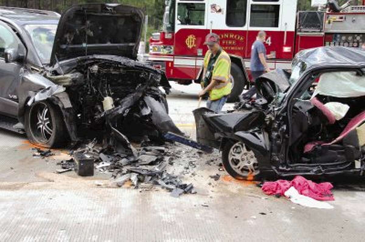A head-on collision involving a Nissan Armada, left, and Ford Focus turned fatal for a 20-year-old Conroe resident Thursday on FM 1488.