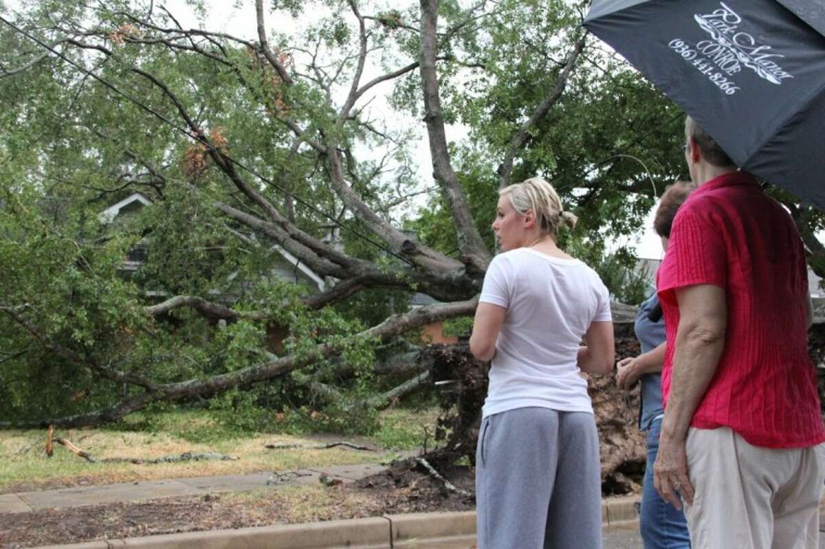 Severe winds during Wednesday night’s thunderstorm ripped a very old tree from the ground where it then toppled onto a nearby home causing moderate damage, but no injuries to the family.