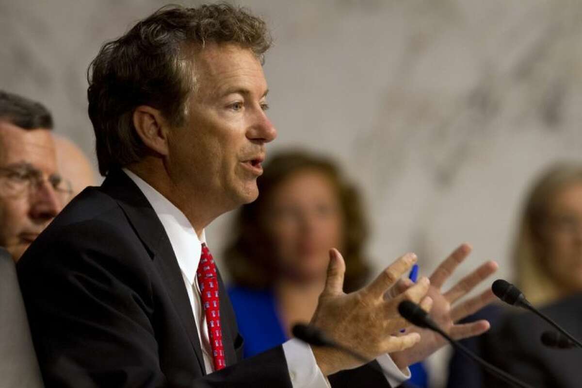 Sen. Rand Paul, R-Ky., asks a question of Secretary of State John Kerry on Capitol Hill in Washington, Tuesday.