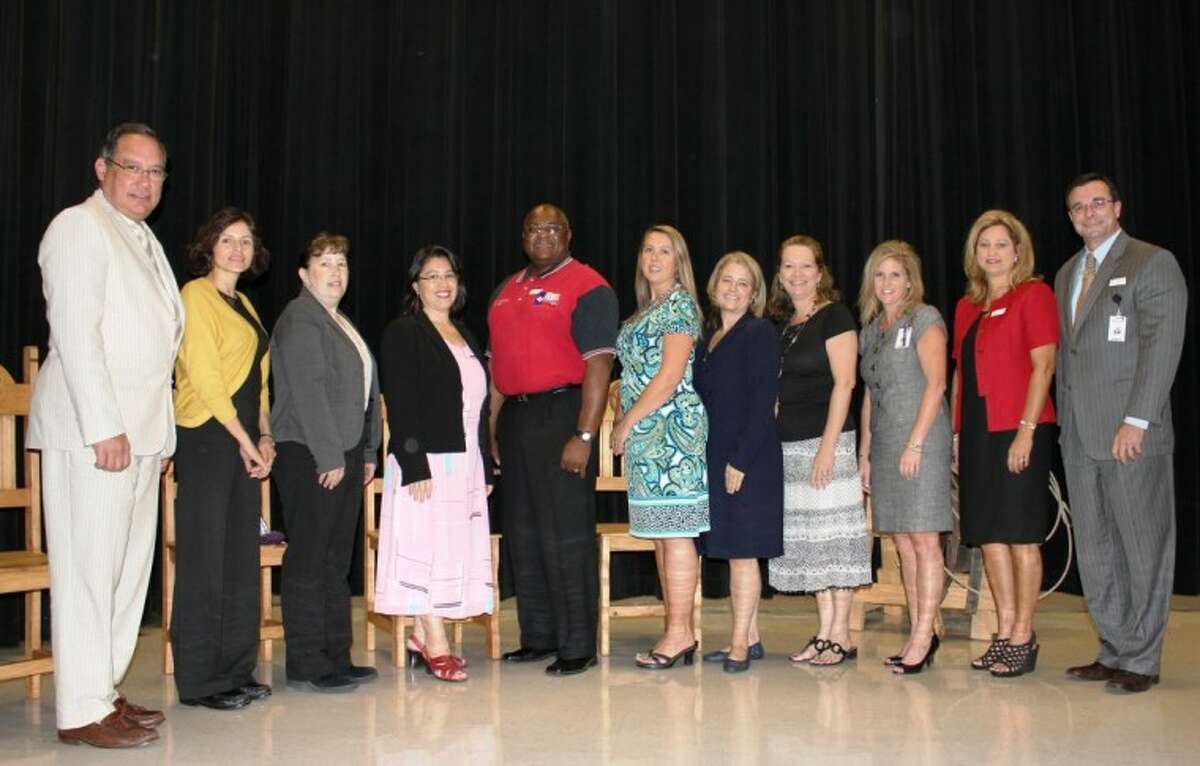 On Sept. 10, Willis City Manager Hector Forestier, left, joined Mayor Leonard Reed, center, Cannan Elementary third-grade teachers and WISD administrators to kick off the Project Based Learning initiative, “Bring Fun to Willis.”