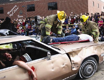 accident connor brewer shattered lives montgomery program dramatic injured teen offers fatally portraying firefighters victim remove realism