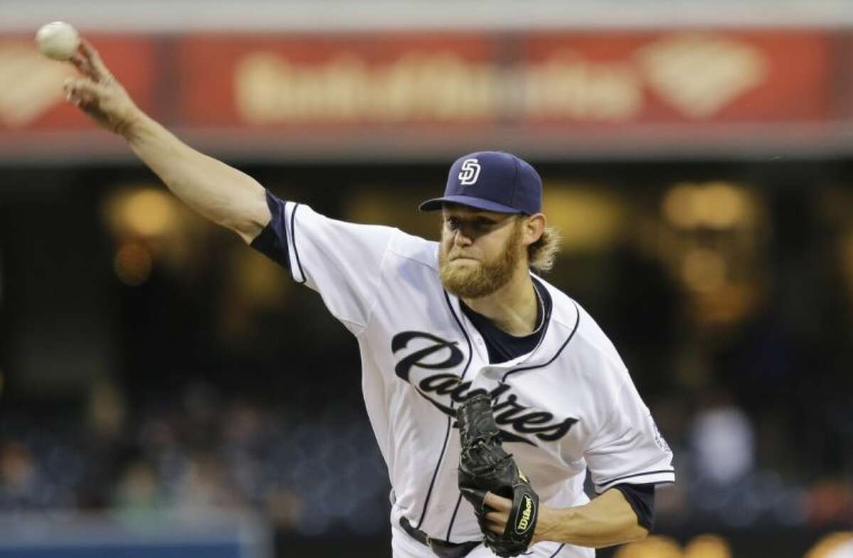 San Diego Padres starter Andrew Cashner releases a pitch against the Miami Marlins in the first inning Monday in San Diego.