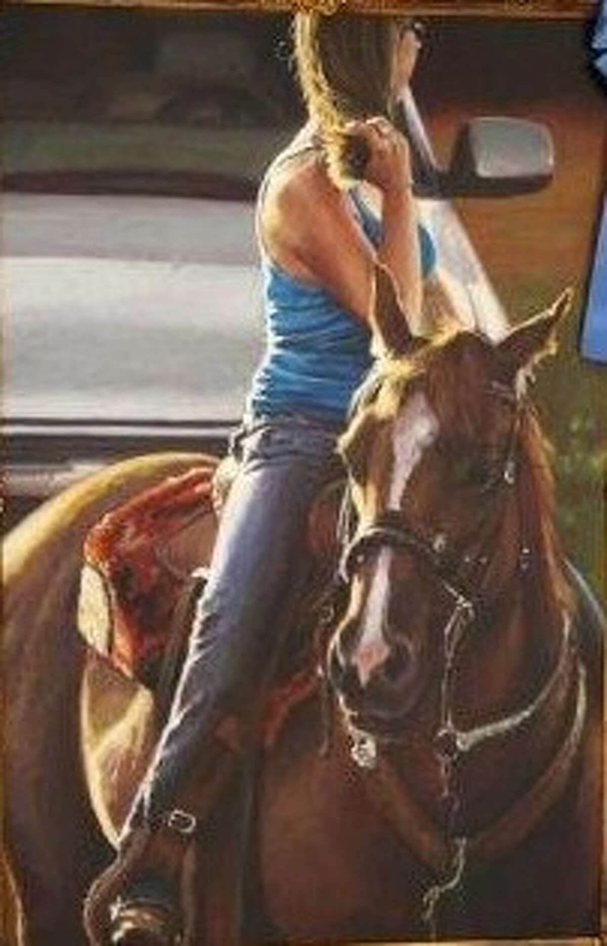 A painting by Barry Carter, titled “Cowgirl’s Best Friend,” won the “Best of Show” award at the Feb. 23 Conroe Art League Spring Show.