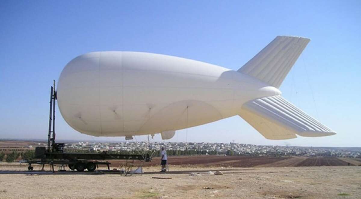 This undated photo provided by the U.S. Border Patrol shows an aerostat like those being tested along the U.S.-Mexico border, Wednesday, near Roma,Texas. The Defense Department has loaned the helium-filled surveillance balloons to Border Patrol to see if they could be as effective for border security as they were in war zones.