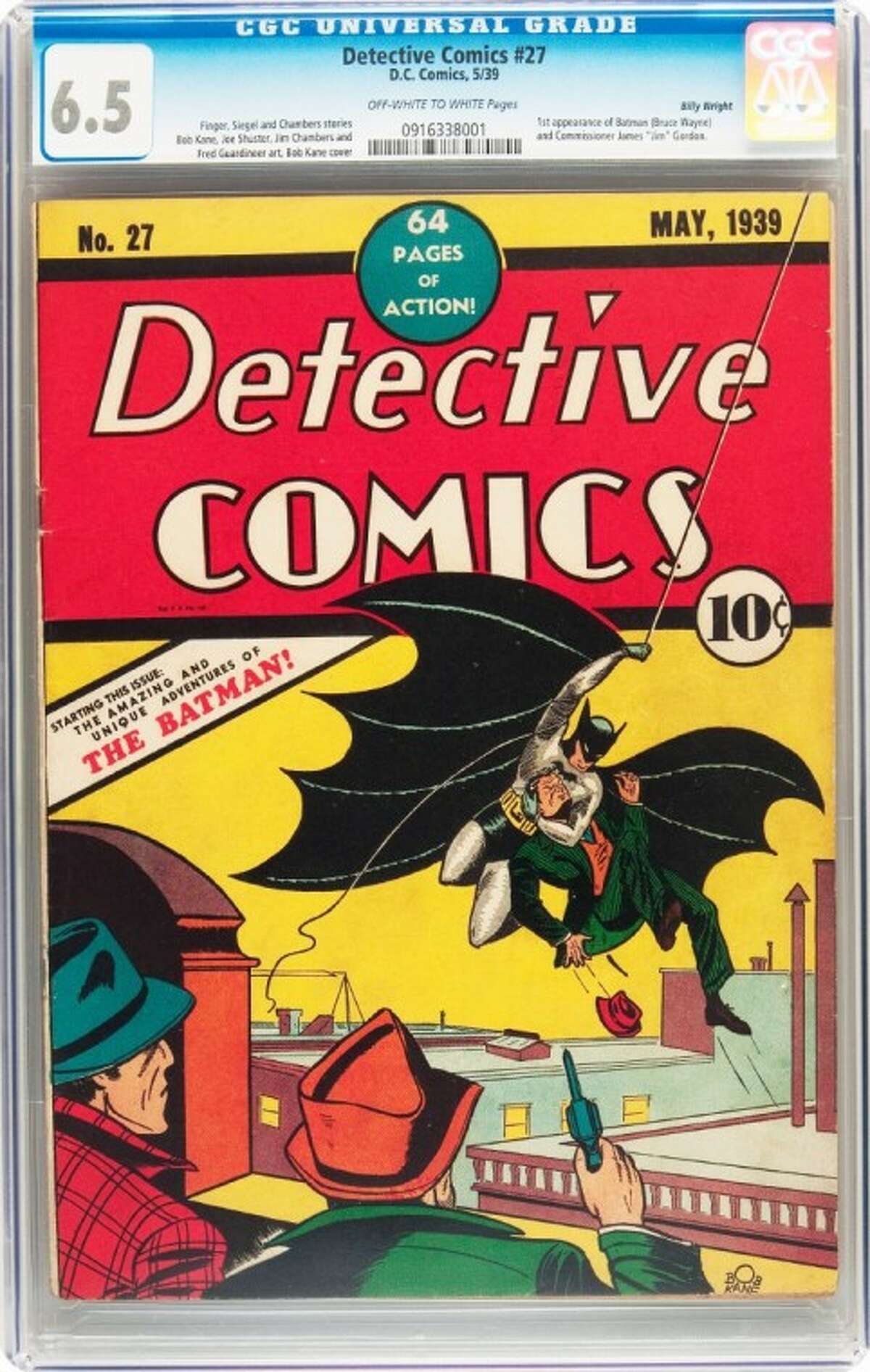 This Feb. 13 handout photo provided by Heritage Auction, shows the CGC-Certified 6.5 copy of Detective Comics #27 from the Billy Wright Collection at Heritage Auctions in Dallas.