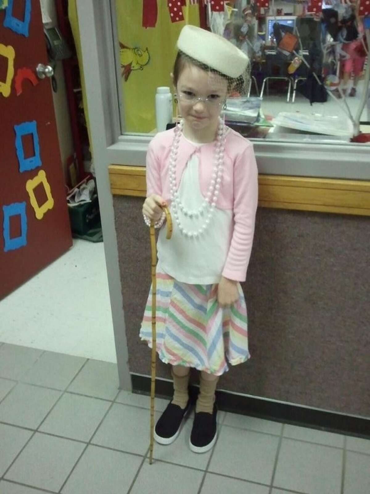 Geisinger Elementary celebrated its 100th day of school Feb. 1. Kindergarteners were asked to dress up as 100-year-olds. Pictured is Brooklyn Spikes, who is in Ashley Kahn’s class.