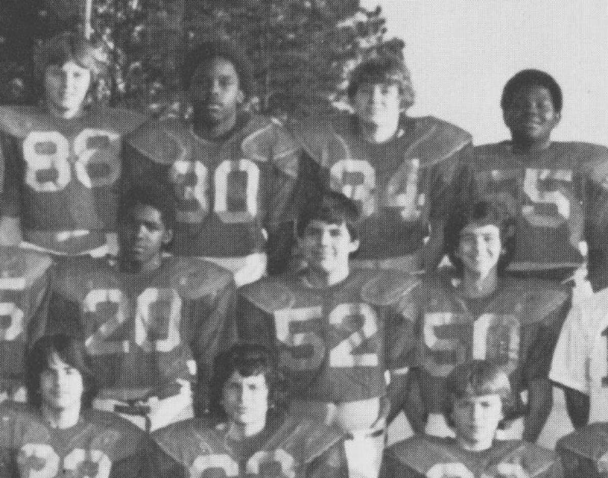 Jonathan Green wears number 30 and Brett Ligon wears number 52 in this seventh- grade team school photo.