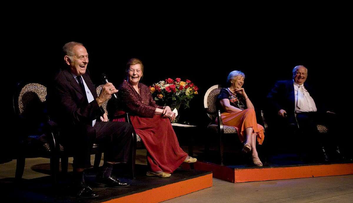 Veteran Players Theatre Company actors from left, Joe Viser, Grace Thompson, Marty Craig and Jim Walker speak at a celebration for the 45th anniversary of the Players in April 2012.