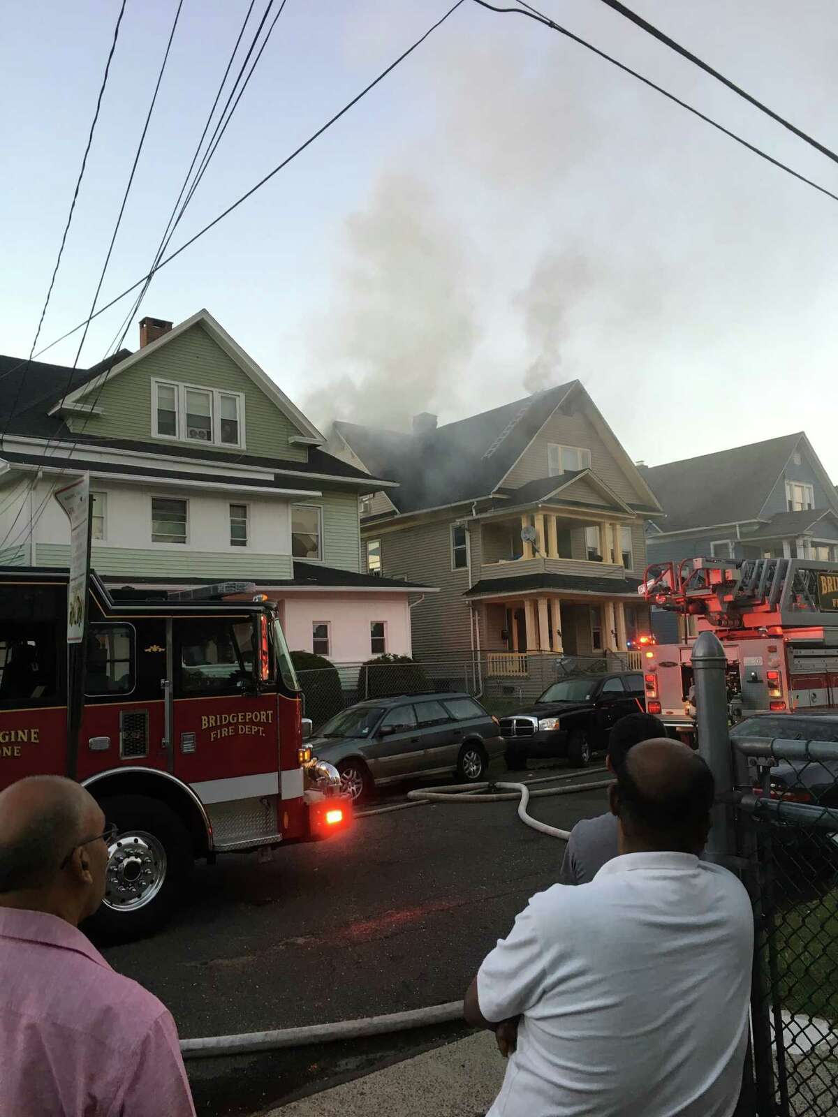 A fire at 82 Merchant St., Bridgeport, began around 6 p.m. Sunday.