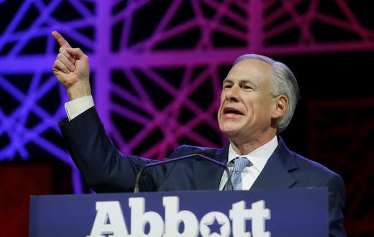 FILE - In this May 12, 2016, file photo, Texas Gov. Greg Abbott speaks during the opening of the Texas Republican Convention in Dallas. Gov. Greg Abbott, Lt. Gov. Dan Patrick and Texas House Speaker Joe Straus announced Friday that they are directing state agencies to cut 4 percent from their requests for allocations from the 2018-2019 budget.
