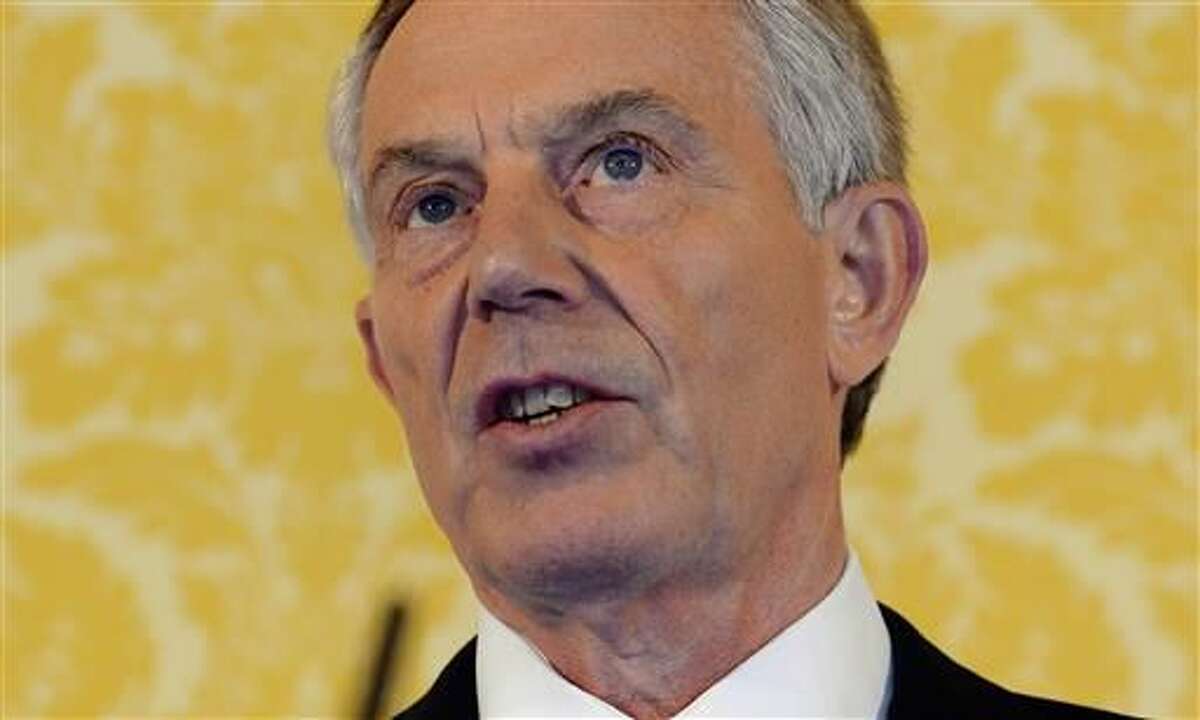 British former Prime Minister Tony Blair holds a press conference at Admiralty House, London, after retired civil servant John Chilcot presented The Iraq Inquiry Report on Wednesday, July 6, 2016. Blair said he takes full responsibility for the decision and that the British military and civil service are not to blame for the problems that developed after the U.S.-led invasion of Iraq in 2003. (Stefan Rousseau/Pool via AP)