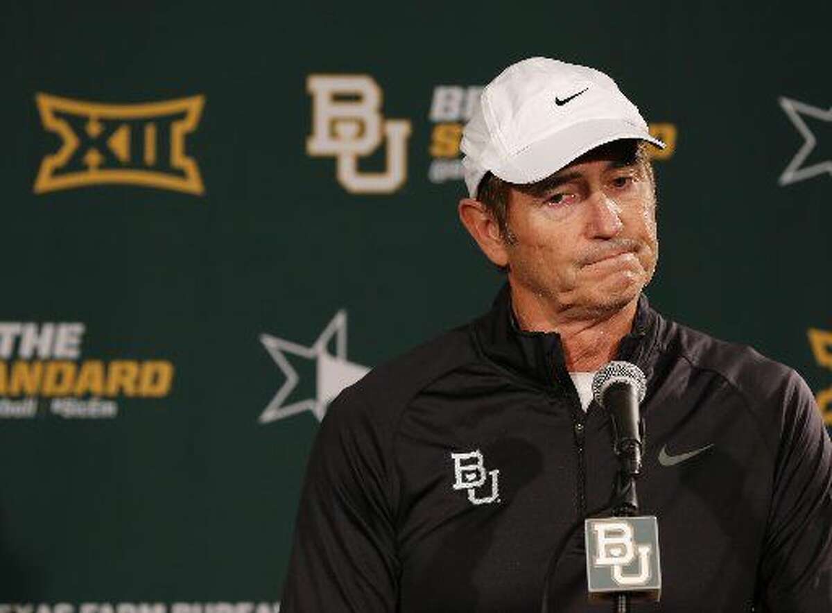 Baylor NCAA college head football coach Art Briles responds to questions during a press conference Sunday, Dec. 7, 2014, in Waco, Texas. After weeks of talk about whether Baylor or TCU deserved to be in the playoff, neither made it Sunday, and the Big 12 may be reconsidering how to declare its champion. (AP Photo/Waco Tribune Herald, Rod Aydelotte)