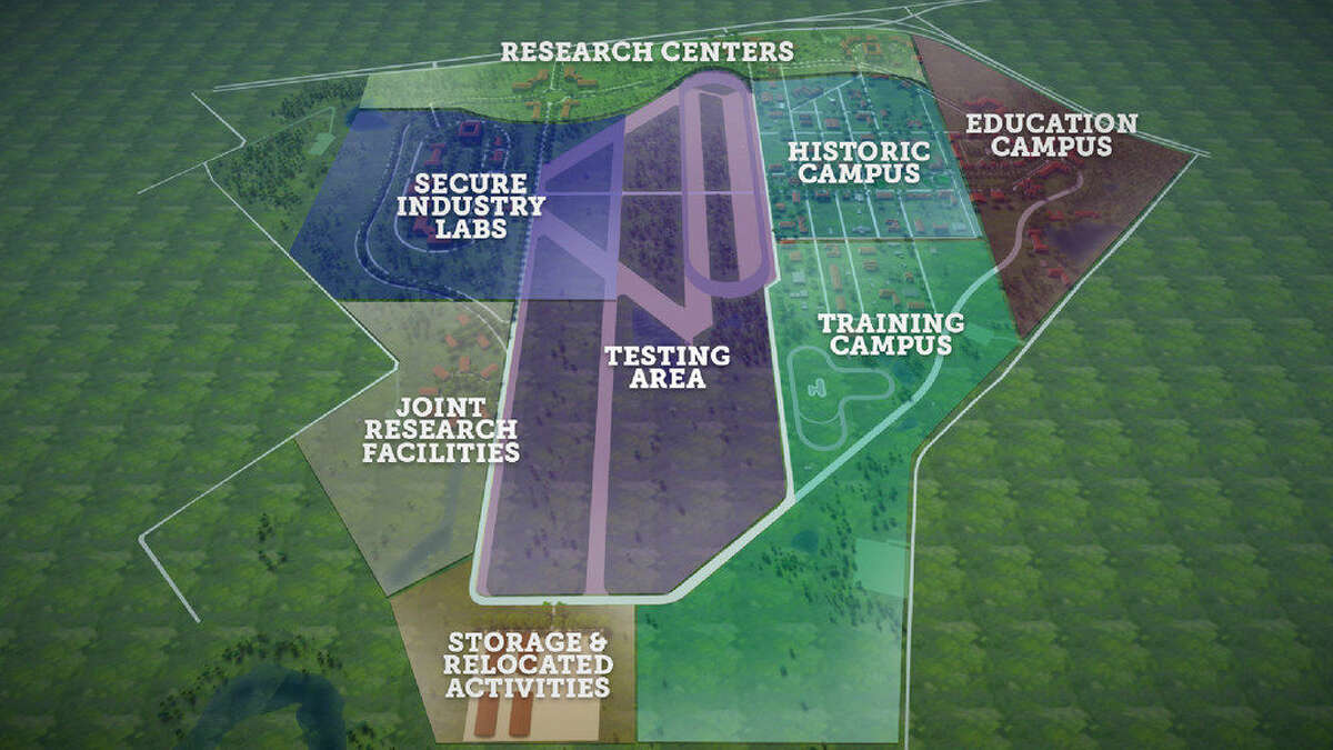 Texas A&M is spending $150 million to build a research campus, including an education center, on land seen in this rendering. The campus will be close to its flagship in College Station. Photos courtesy of Texas A&M.