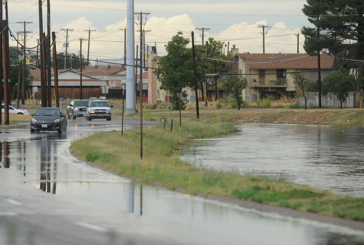 Flooding in the aftermath of a rain storm that passed through Midland on Aug. 12. The chance of Hurricane Newton delivering rain to Midland is “hit and miss” but the best chances for rain will come Saturday, according to the National Weather Service.
