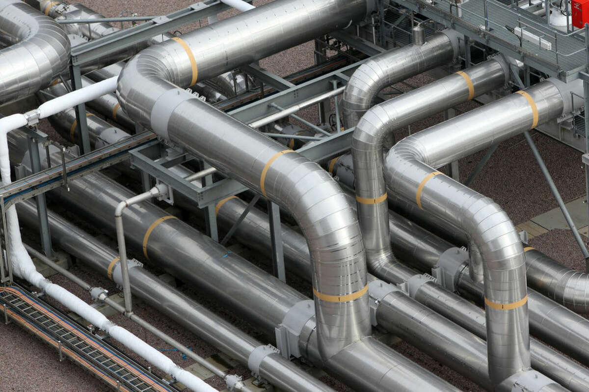 Transportation pipes lie on the ground at the National Grid’s liquid natural gas terminal on the Isle of Grain, U.K.