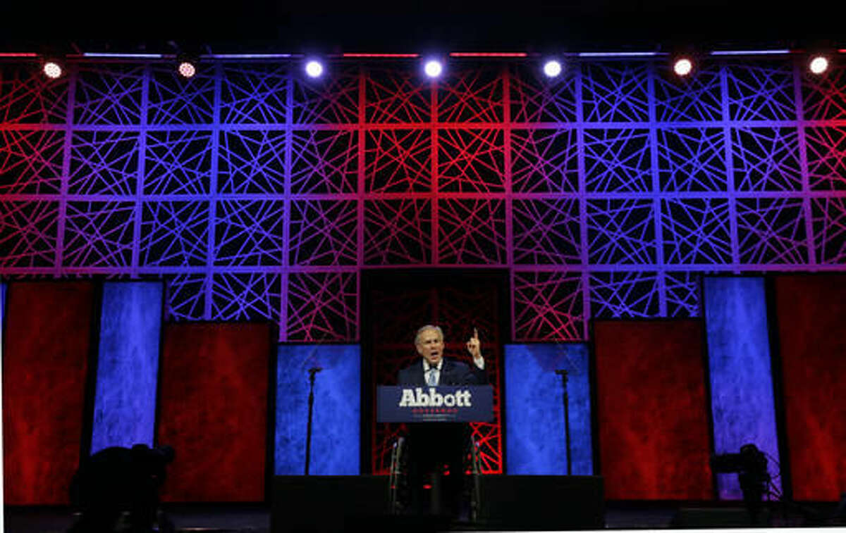 Texas Gov. Greg Abbott speaks during the opening of the Texas Republican Convention Thursday, May 12, 2016, in Dallas. (AP Photo/LM Otero)