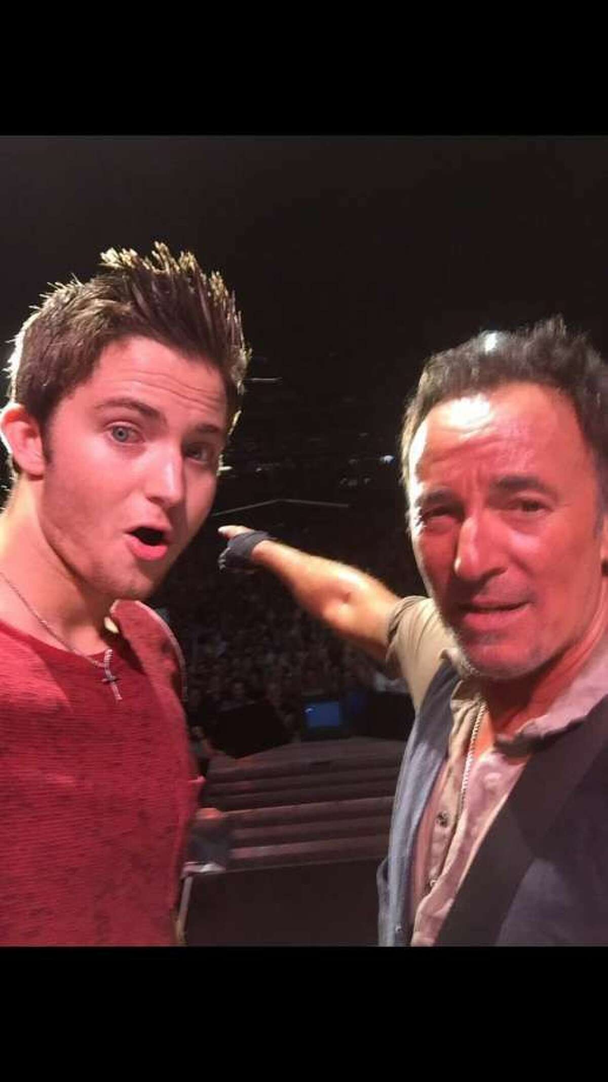   Bruce Springsteen invited Matthew Aucoin, a Texas A&M student, on stage to sing a duet after noticing the poster he was holding on Sept. 9,  2016 in Philadelphia. 