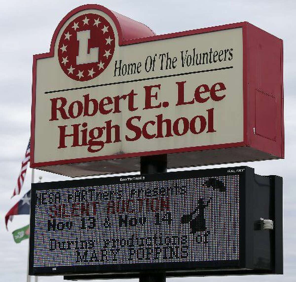 This is the sign at Robert E. Lee High School Thursday November 12, 2015 at 1400 Jackson Keller road in San Antonio, Texas.